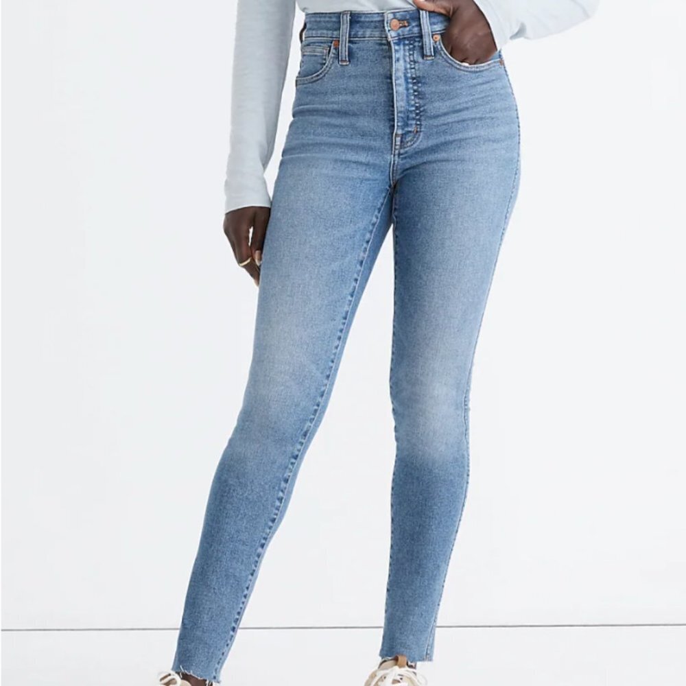 MADEWELL Curvy High-Rise Skinny Jeans Ainsworth Wash Raw Hem - Picture 2 of 14